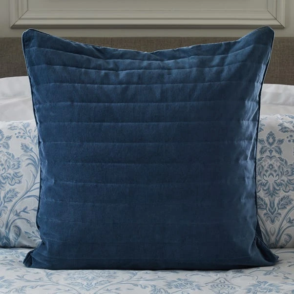 Dorma Remington Cotton Velvet Blue Continental Square Pillowcase 1 Dorma Remington Cotton Velvet Blue Continental Square Pillowcase
