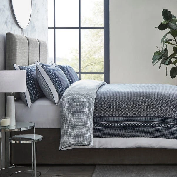 Dorma Abbotswood 100% Cotton Navy Duvet Cover And Pillowcase Set 7 Dorma Abbotswood 100% Cotton Navy Duvet Cover And Pillowcase Set - Image 7