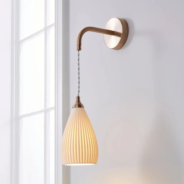 Dorma Purity Ribbed Porcelain Wall Light 1 Dorma Purity Ribbed Porcelain Wall Light