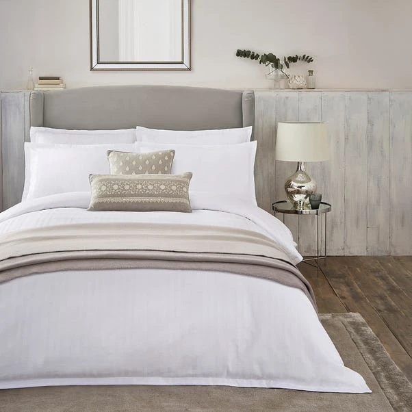 Dorma Purity Staunton Waffle Stripe White 100% Cotton Duvet Cover And Pillowcase Set 5 Dorma Purity Staunton Waffle Stripe White 100% Cotton Duvet Cover And Pillowcase Set - Image 5