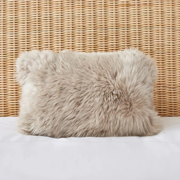Dorma Natural Sheepskin Boudoir Cushion 1 Dorma Natural Sheepskin Boudoir Cushion