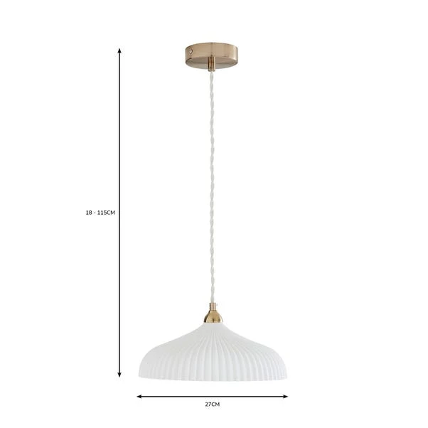 Dorma Ribbed Porcelain Pendant Light 4 Dorma Ribbed Porcelain Pendant Light - Image 4