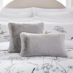 Dorma Purity Faux Fur Grey Boudoir Cushion -Dorma 30766302 alt03