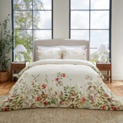Dorma Rambling Rose Cream Cotton Duvet Cover And Pillowcase Set -Dorma 30827697