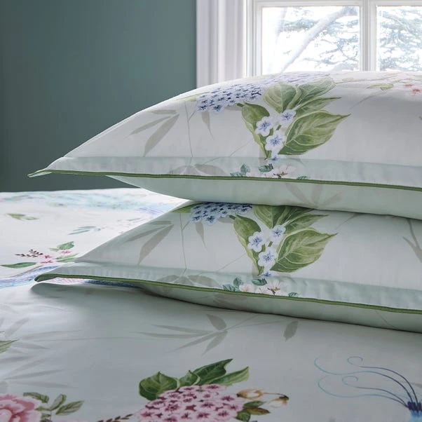 Dorma Love Bird Seafoam Oxford Pillowcase Pair 1 Dorma Love Bird Seafoam Oxford Pillowcase Pair